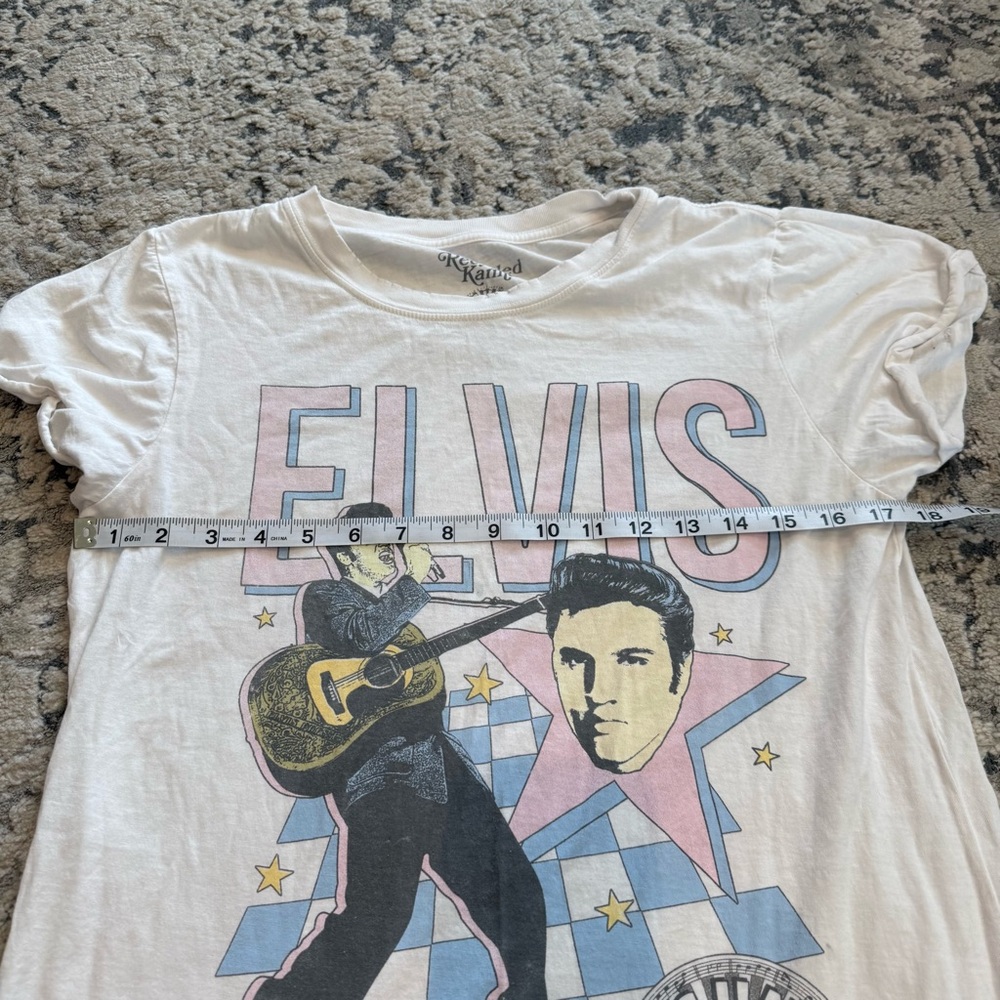 Recycled Karma White Elvis Graphic T-Shirt 100% Cotton Womens Size Small Band - Picture 9 of 10